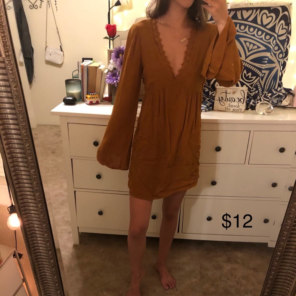 Dark orange long sleeve dress